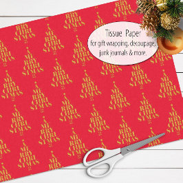 赤い金ゴールドのメリーフェイククリスマスタイポグラフィ 薄葉紙