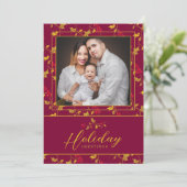 赤い金ゴールドの果実のクリスマスフォト シーズンカード (スタンド正面)