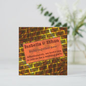 赤い金ゴールドの汚れ、傷、グリッドまたはレンガの効果 招待状 (スタンド正面)