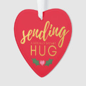 赤い金ゴールドの社会的距離感ハグクリスマス オーナメント (正面)