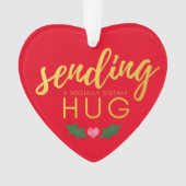 赤い金ゴールドの社会的距離感ハグクリスマス オーナメント (正面)