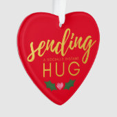 赤い金ゴールドの社会的距離感ハグクリスマス オーナメント (正面)