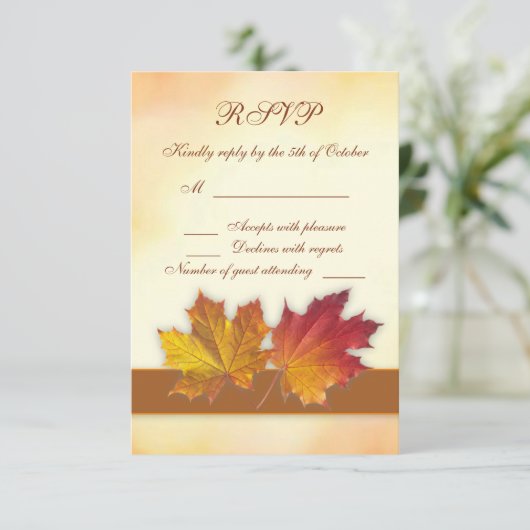 赤い金ゴールドの秋のかえではRSVPを去ります 出欠カード (スタンド正面)