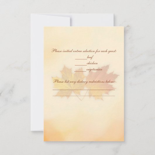 赤い金ゴールドの秋のかえではRSVPを去ります 出欠カード (裏面)