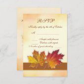 赤い金ゴールドの秋のかえではRSVPを去ります 出欠カード (正面/裏面)