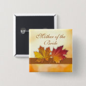 赤い金ゴールドの紅葉の結婚 缶バッジ (正面&裏面)