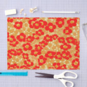 赤い金ゴールドの花のヴィンテージのOrigamiの花柄パターン 薄葉紙 (クラフト)