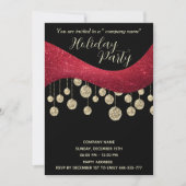 赤い金ゴールドの輝シンプルき企業ののクリスマスパーティー 招待状 (正面)