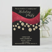 赤い金ゴールドの輝シンプルき企業ののクリスマスパーティー 招待状 (スタンド正面)