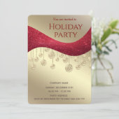赤い金ゴールドの輝シンプルき企業ののクリスマスパーティー 招待状 (スタンド正面)