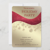 赤い金ゴールドの輝シンプルき企業ののクリスマスパーティー 招待状 (正面)