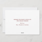 赤い金ゴールドの雪の降る写真メリークリスマスカード シーズンカード (裏面)