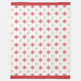 赤い金ゴールドの雪片パターン フリースブランケット