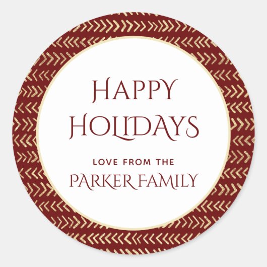 赤い金ゴールドのStickers名 ラウンドシール (正面)