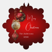 赤い金ゴールドはクリスマスの装飾を台無しにする オーナメントカード (裏面)