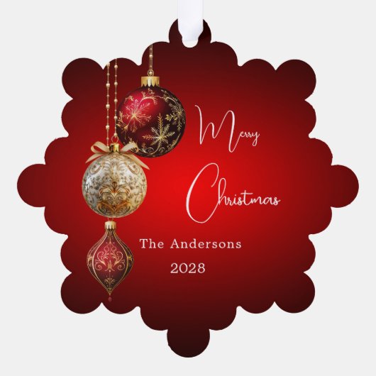 赤い金ゴールドはクリスマスの装飾を台無しにする オーナメントカード (裏面)