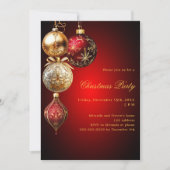 赤い金ゴールドはクリスマスパーティー 招待状 (正面)