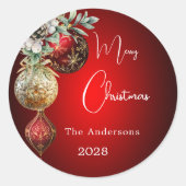 赤い金ゴールドはクリスマス ラウンドシール (正面)