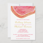 赤い金ゴールドアクセントの重ね結婚水の色 招待状 (正面)