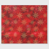 赤い金ゴールドエレガントのクリスマスの雪の結晶の休日 ラッピングペーパー (フラット)