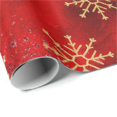赤い金ゴールドエレガントのクリスマスの雪の結晶の休日 ラッピングペーパー (ロールコーナー)