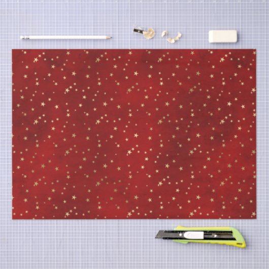 赤い金ゴールドエレガントのクリスマスライトは可愛いホイルをスター 薄葉紙 (クラフト)