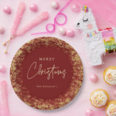 赤い金ゴールドエレガントの雪の結晶 ペーパープレート (パーティー)