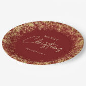 赤い金ゴールドエレガントの雪の結晶 ペーパープレート (アングル)