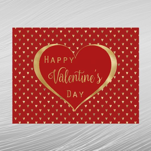 赤い金ゴールドエレガントハートバレンタイン シーズンポストカード
