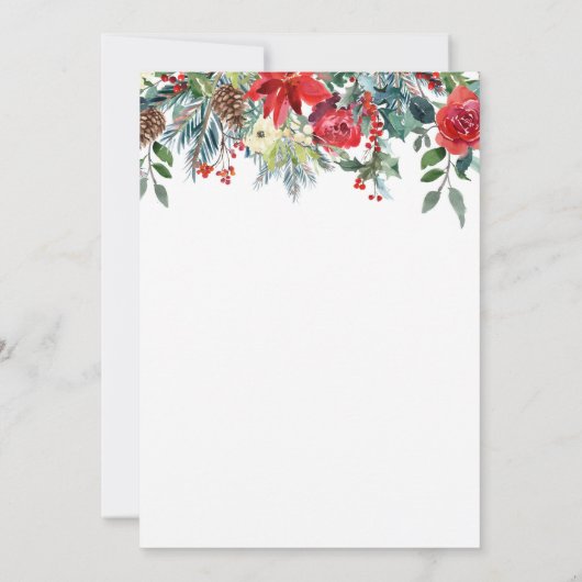 赤い金ゴールドエレガントフローラクリスマスの赤ちゃんシャワー 招待状 (裏面)