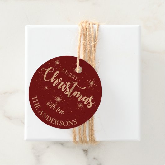 赤い金ゴールドエレガント星の名前メリークリスマス フェイバータグ (インサイチュ)