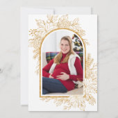 赤い金ゴールドクリスマスフローラ写真ベビーシャワー 招待状 (裏面)