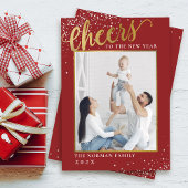 赤い金ゴールドグリッターの応援を新年の写真に シーズンカード