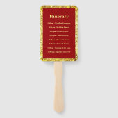 赤い金ゴールドグリッターダブル幸福ウェディングプログラム ハンドファン (裏面)