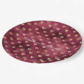 赤い金ゴールドグリッターハート ペーパープレート (アングル)