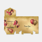 赤い金ゴールドグリッターバルーン甘い16 16 フェイバーボックス (折り畳みなし)