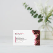 赤い金ゴールドグリッターAgate HairStylistイニシャルロゴ 名刺 (スタンド正面)