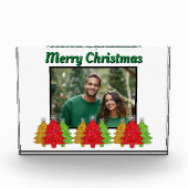 赤い金ゴールドグリーン輝くクリスマス写真テンプレート フォトブロック (正面)