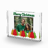 赤い金ゴールドグリーン輝くクリスマス写真テンプレート フォトブロック (右)