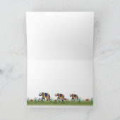 赤い金ゴールドグレーのダマスク象のグリーティングノートカード カード (内部)