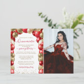 赤い金ゴールドスパークルキンセアニラバルーンフォトインビタ 招待状 (スタンド正面)