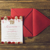 赤い金ゴールドスパークルキンセニェラバルーンフォト 招待状