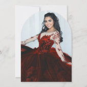 赤い金ゴールドスパークルキンセニェラバルーンフォト 招待状 (裏面)