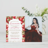 赤い金ゴールドスパークルキンセニェラバルーンフォト 招待状 (スタンド正面)