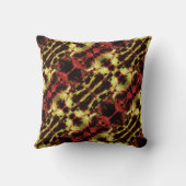 赤い金ゴールドタンブラウンろうけつ染めのような対角線モザイク行 クッション (裏面)