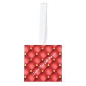 赤い金ゴールドダイヤモンドあなたのテキストキューブクリスマスオーナメント キューブオーナメント (正面)