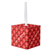 赤い金ゴールドダイヤモンドあなたのテキストキューブクリスマスオーナメント キューブオーナメント (裏面アングル)