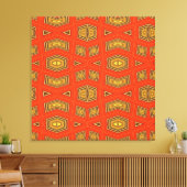 赤い金ゴールドダイヤモンドパターン キャンバスプリント (インサイチュ (リビング))