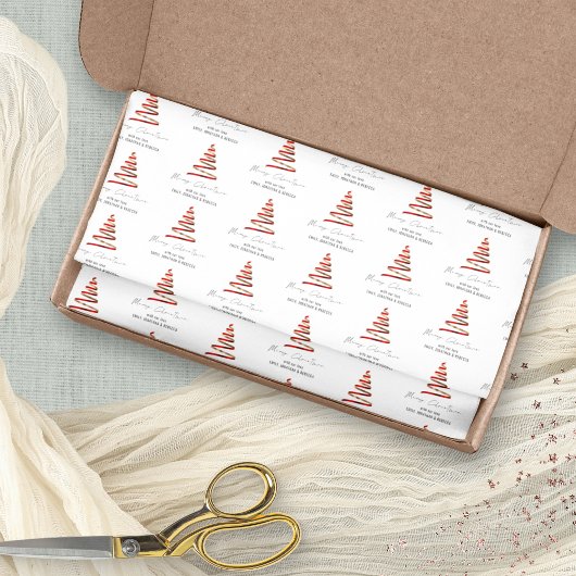 赤い金ゴールドツリーパターン名メリークリスマス 薄葉紙