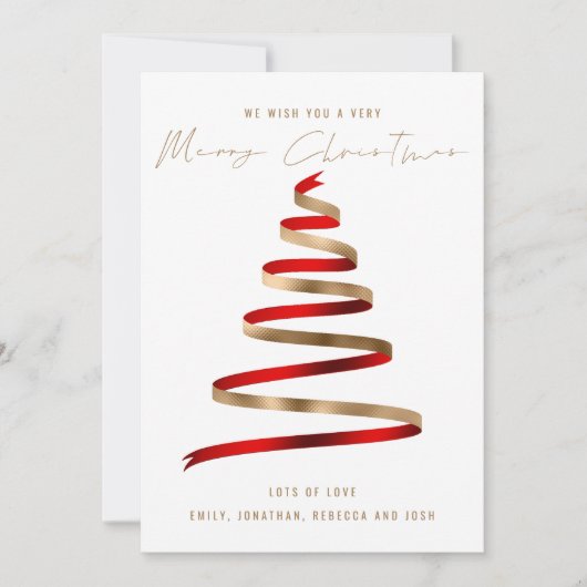 赤い金ゴールドツリー2024カレンダーメリークリスマス シーズンカード (正面)